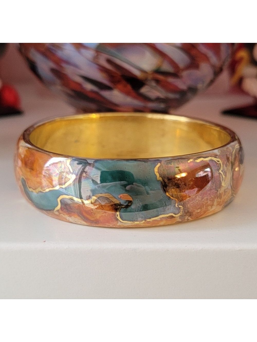 Bangle Bracelet Copper & Teal #2797